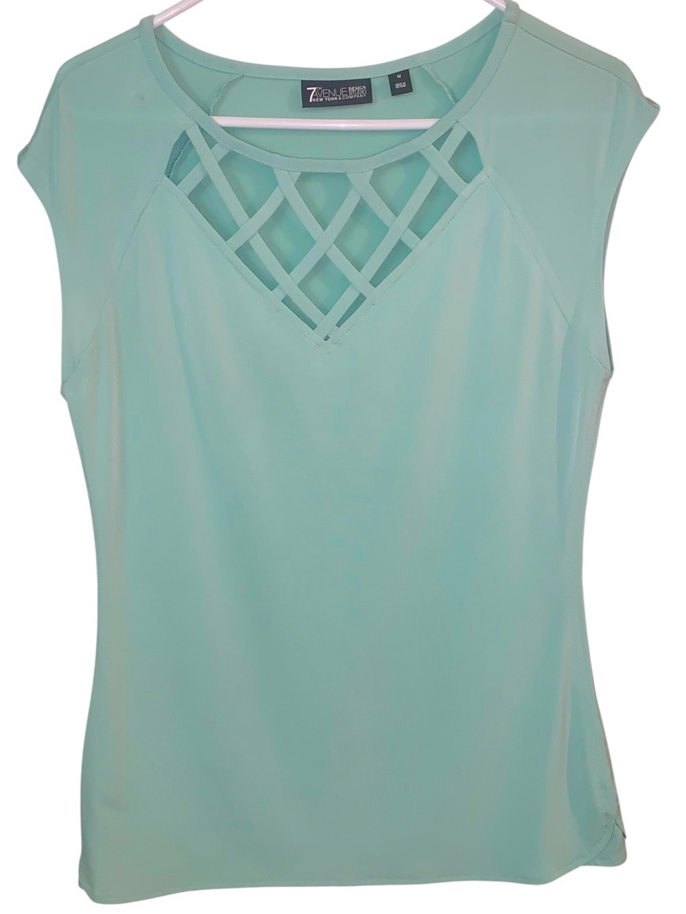 7th Avenue Design  Studio Mint Lattice-Front Cap Sleeve Camisole